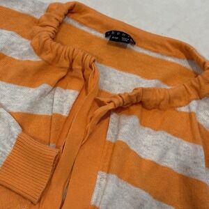 Theory Ela Riviera Cashmere/Cotton Blend Tie Neck Striped Sweater Petite Medium